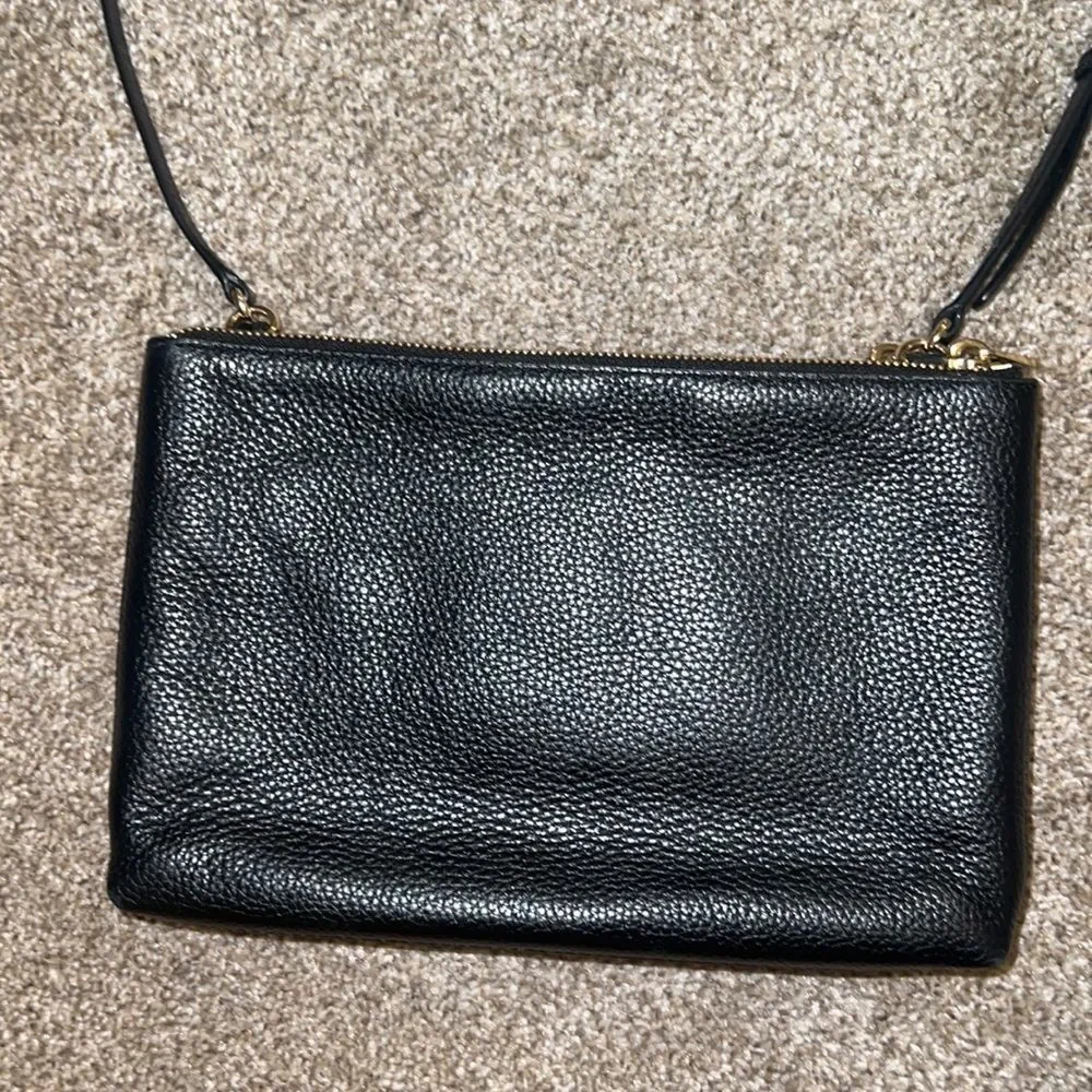 Michael Kors Double Pouch Crossbody Med/Large Black Pebbled Leather Excellent! - Picture 10 of 14